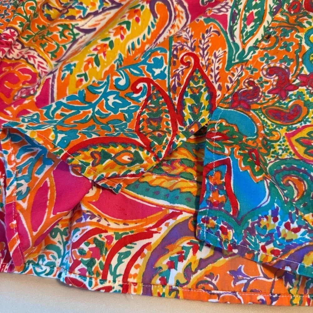 Lauren Ralph Lauren Womens Size 1X Vibrant Paisley 3/4 Sleeve Lightweight Blouse - Picture 6 of 8